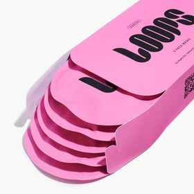 LOOPS masks styled on bathroom vanity for a refreshed routine