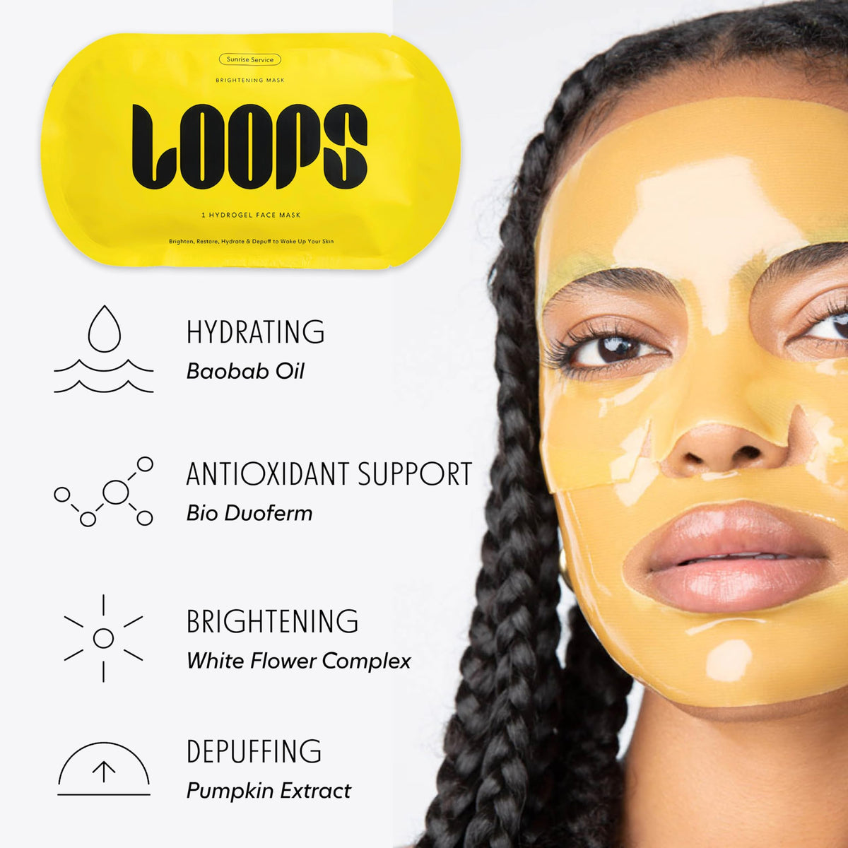 LOOPS mask with moisturizer showing aftercare sealing moisture benefit