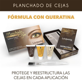 Loquay application brush in use smoothing eyebrow hairs for precise professional styling