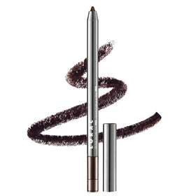 LORAC pencil front view showing dark brown shade and sleek casing for precise application