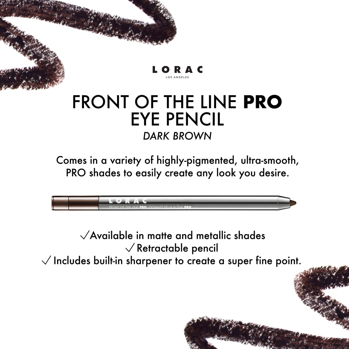 LORAC pencil tip close-up highlighting creamy tip and rich pigment for clean lines