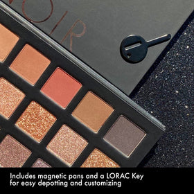 LORAC palette on vanity staged with brushes for daily beauty routine inspiration