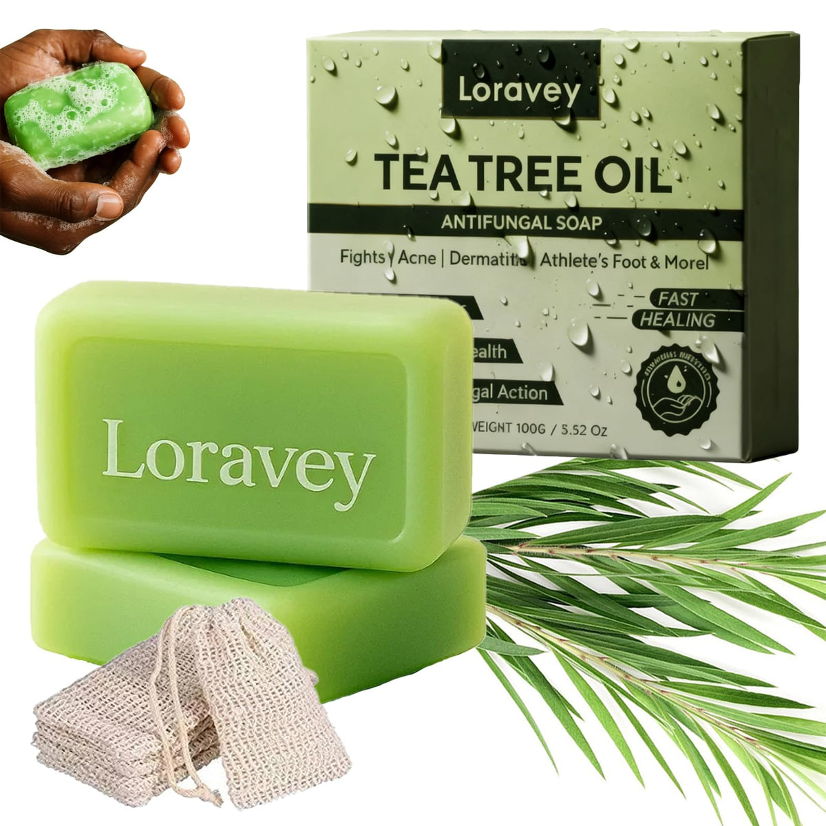 loravey front packaging showing label and bar benefits