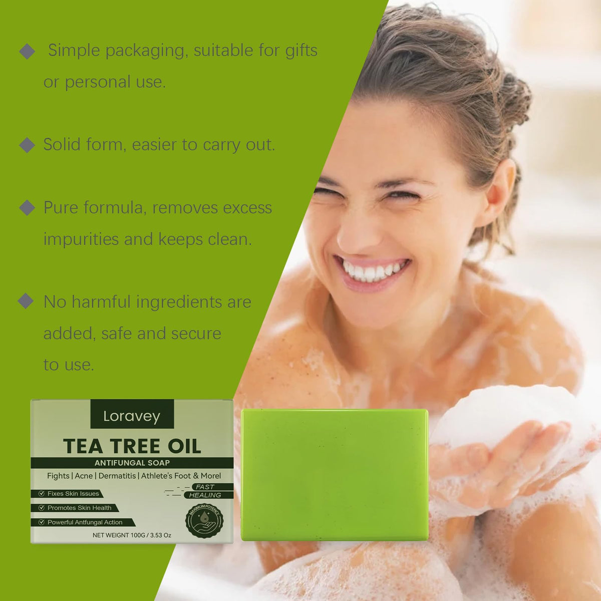 loravey soap texture close-up revealing gentle exfoliant particles