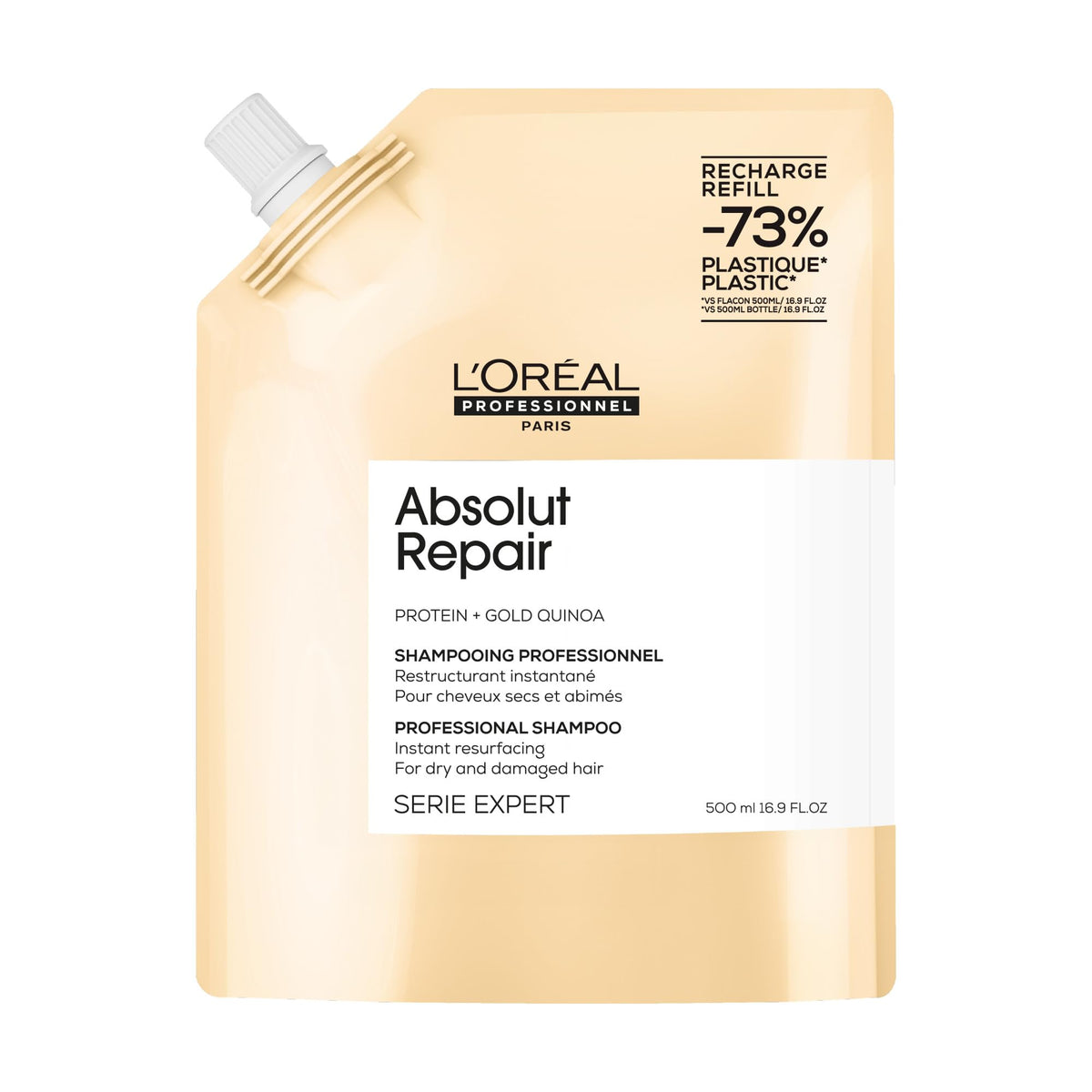 L'Oréal Professionnel Paris refill front packaging showing size and branding benefit: eco-friendly option