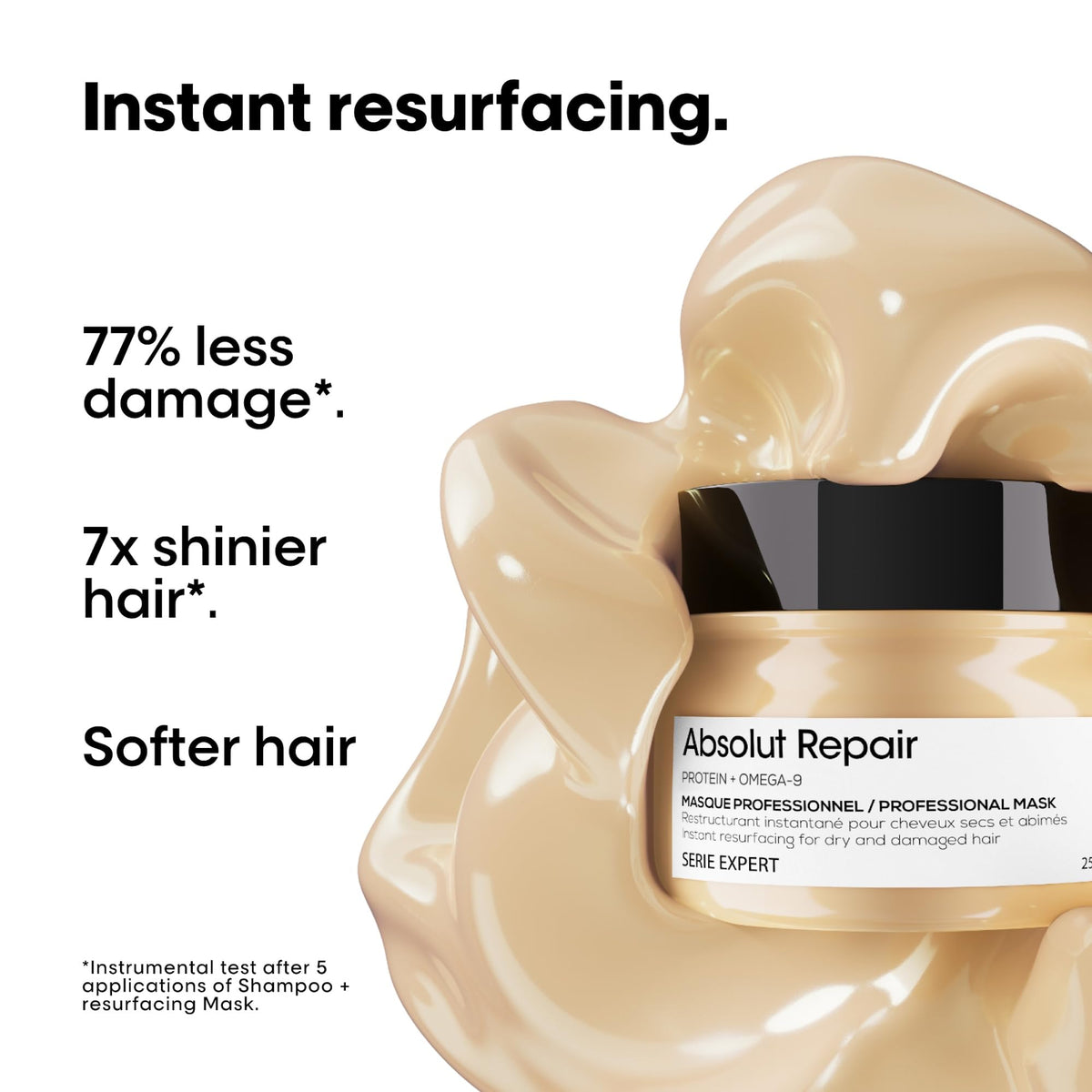 L'Oréal Professionnel Paris close-up of creamy mask texture revealing hydration