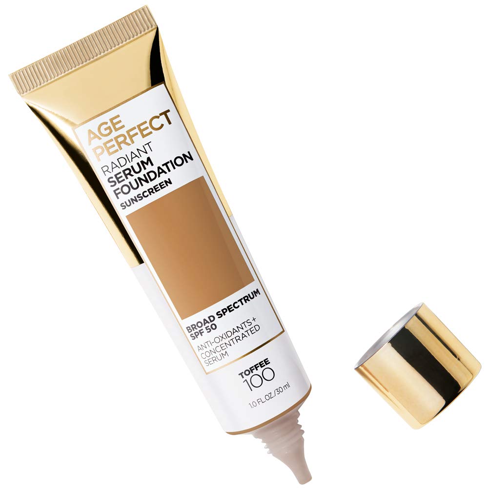 L'Oreal Paris pump closeup dispensing serum foundation, ensures precise use