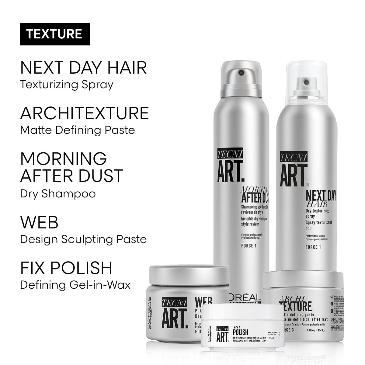 L'Oréal Professionnel pomade in a studio lifestyle scene illustrating salon-quality, everyday styling