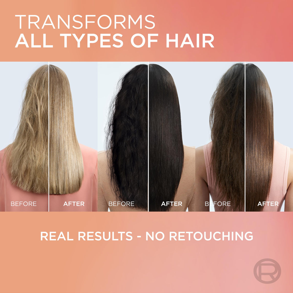L'Oreal Paris before and after hair ends showing reduced split ends