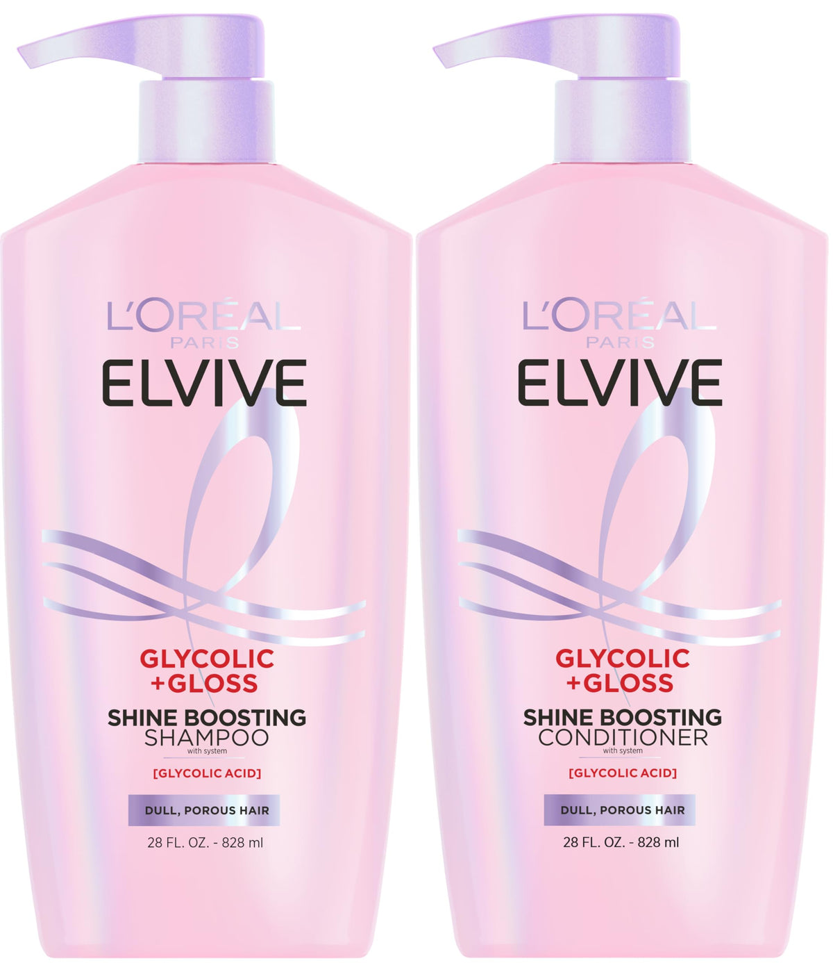 L'Oreal Paris front packaging of Glycolic + Gloss set showing product trio and benefits
