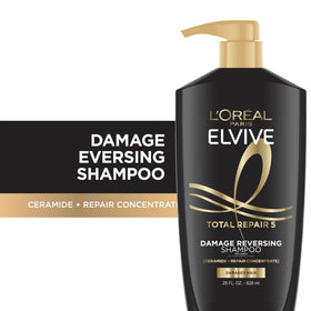 L'Oreal Paris close-up label highlighting repair concentrate and benefits