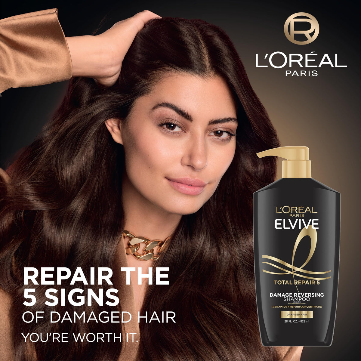 L'Oreal Paris pump and cap detail for convenient dispensing and control