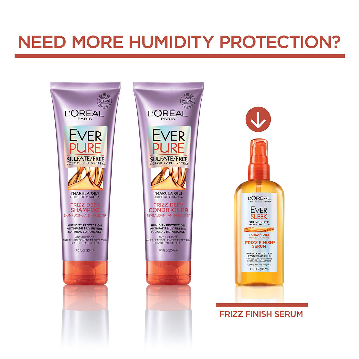 L'Oreal Paris shampoo on bathroom shelf lifestyle scene for routine benefit
