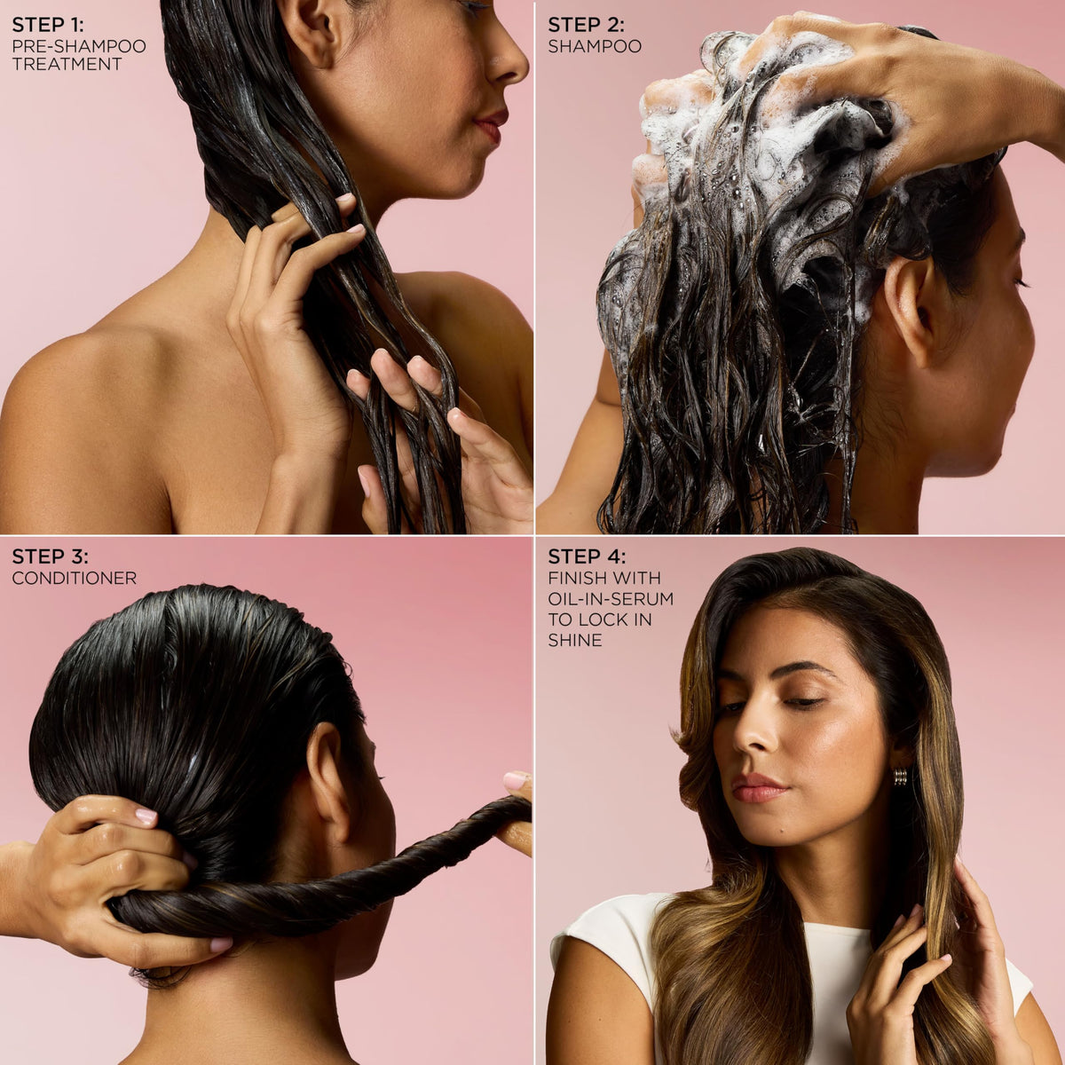 L'Oreal Paris model hair after use showing smoother stronger-looking strands