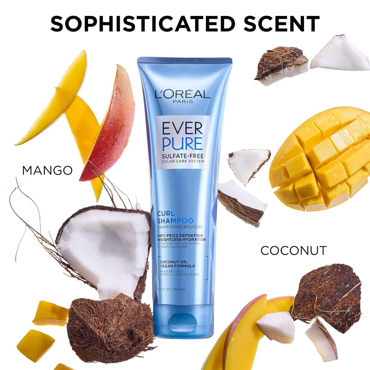 L'Oreal Paris bottle label close-up, emphasizes color-care and ingredient transparency