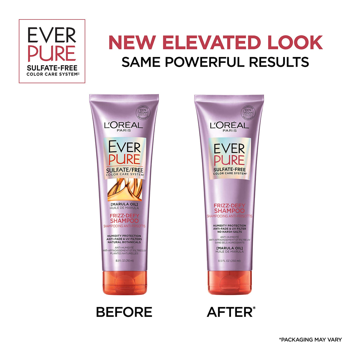 L'Oreal Paris back label with ingredients and usage directions benefit