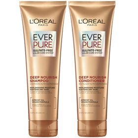 L'Oreal Paris front packaging showing dual bottles and benefits