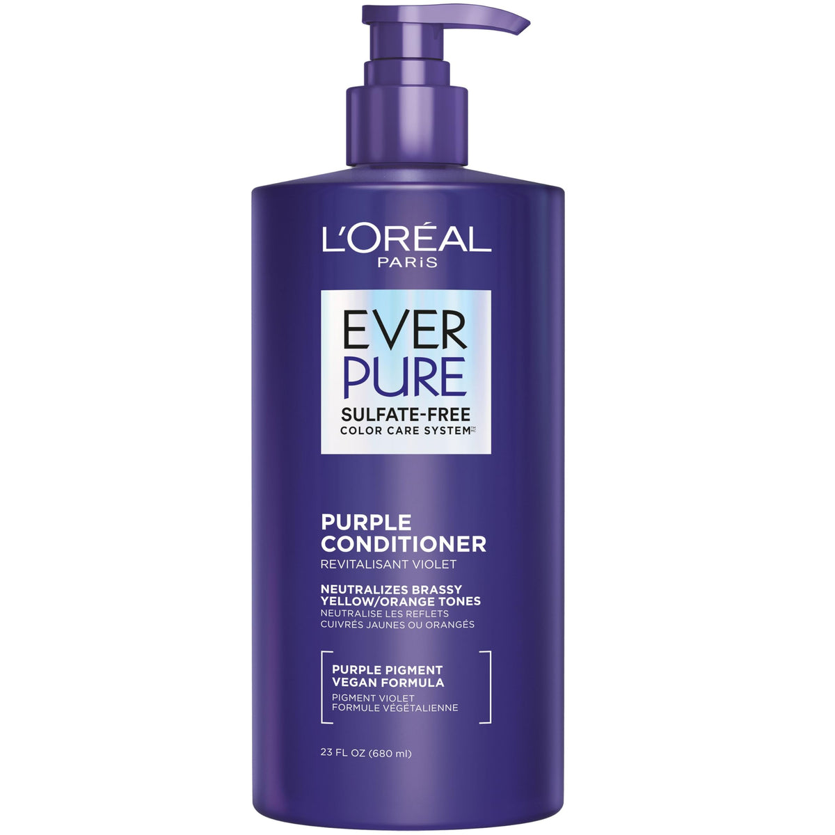 L'Oreal Paris front packaging showing EverPure conditioner benefits