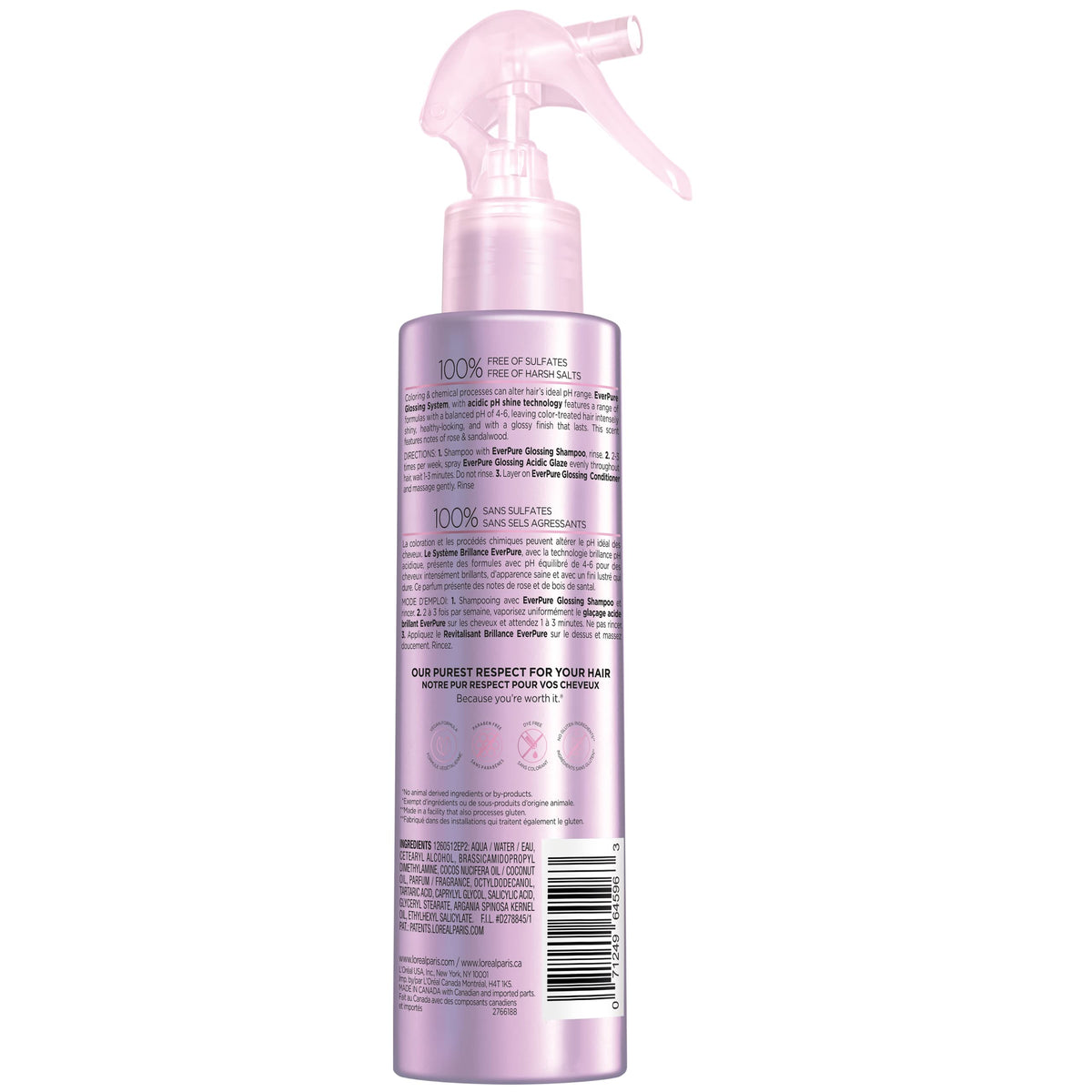 L'Oreal Paris in-shower use lifestyle scene showing glossy, salon-like hair