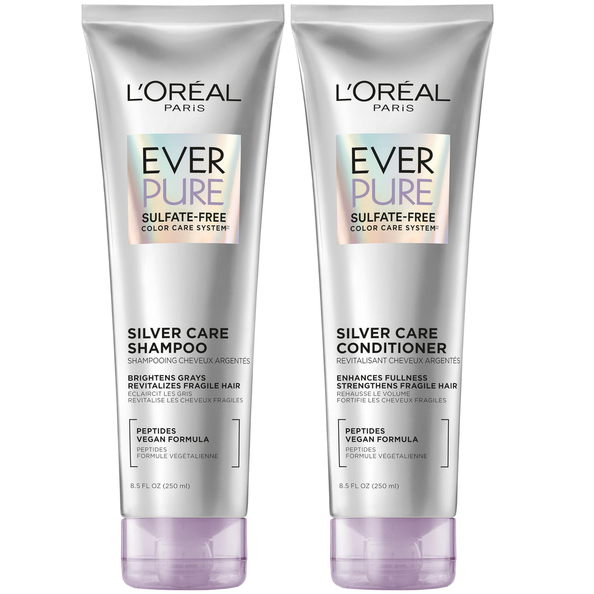 L'Oreal Paris front packaging showing the EverPure Silver Care kit and benefits