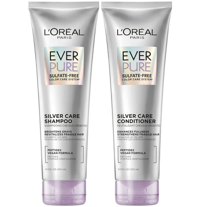 L'Oreal Paris front packaging showing the EverPure Silver Care kit and benefits