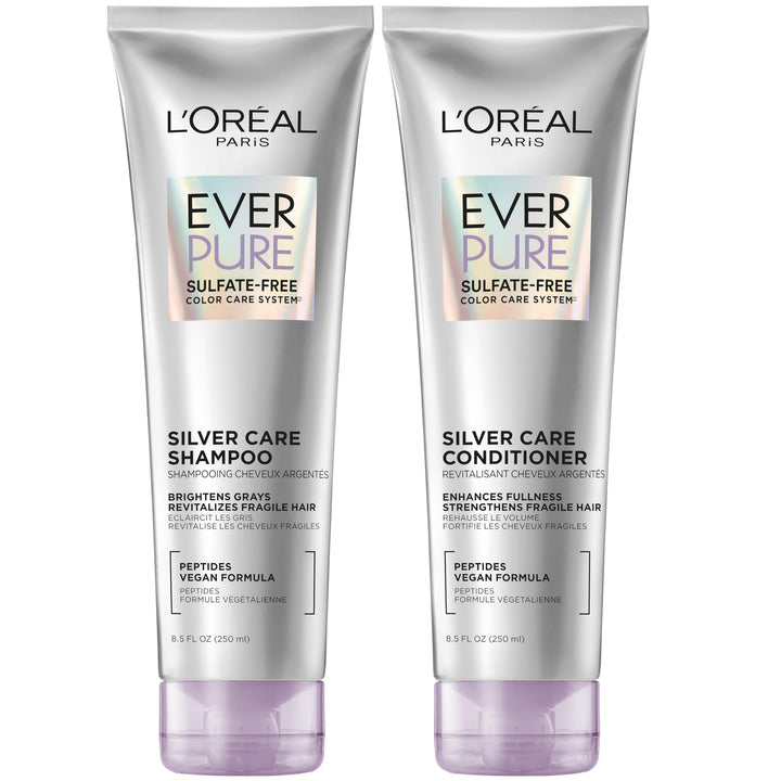 L'Oreal Paris front packaging showing the EverPure Silver Care kit and benefits