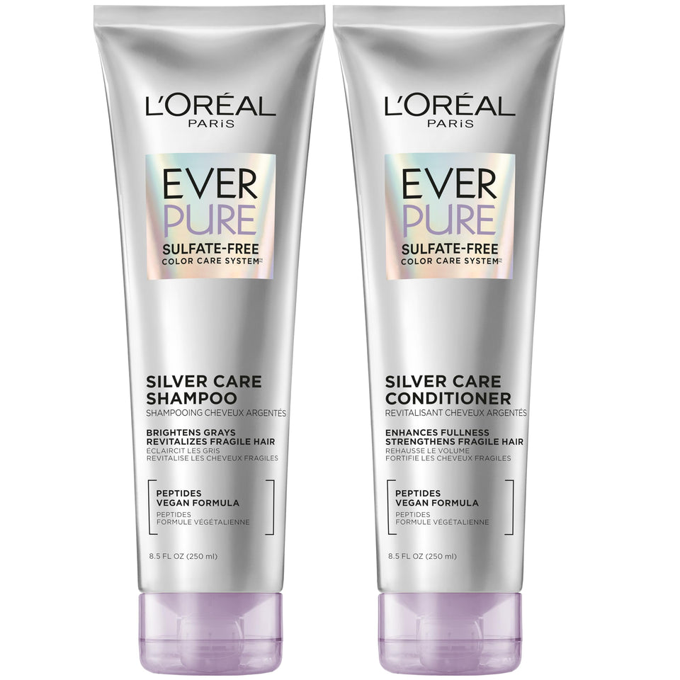 L'Oreal Paris front packaging showing the EverPure Silver Care kit and benefits