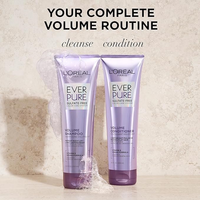 L'Oreal Paris product styled on bathroom shelf conveying salon-quality routine