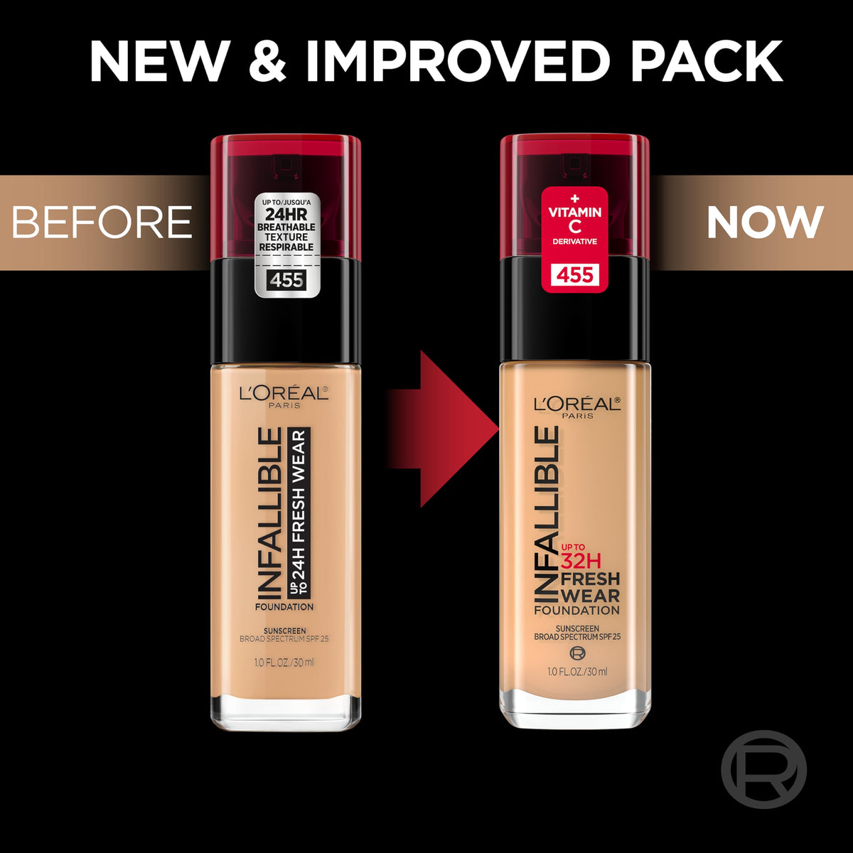 L'Oreal Paris foundation liquid texture dispensed, smooth blendable finish