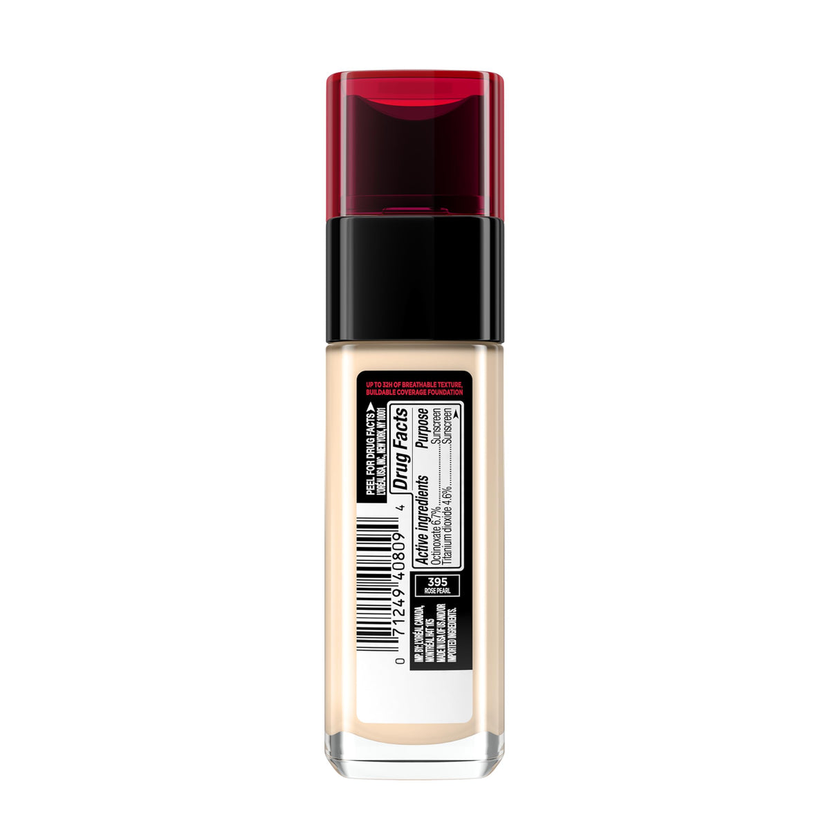 L'Oreal Paris foundation on bathroom counter in lifestyle scene implying daily use