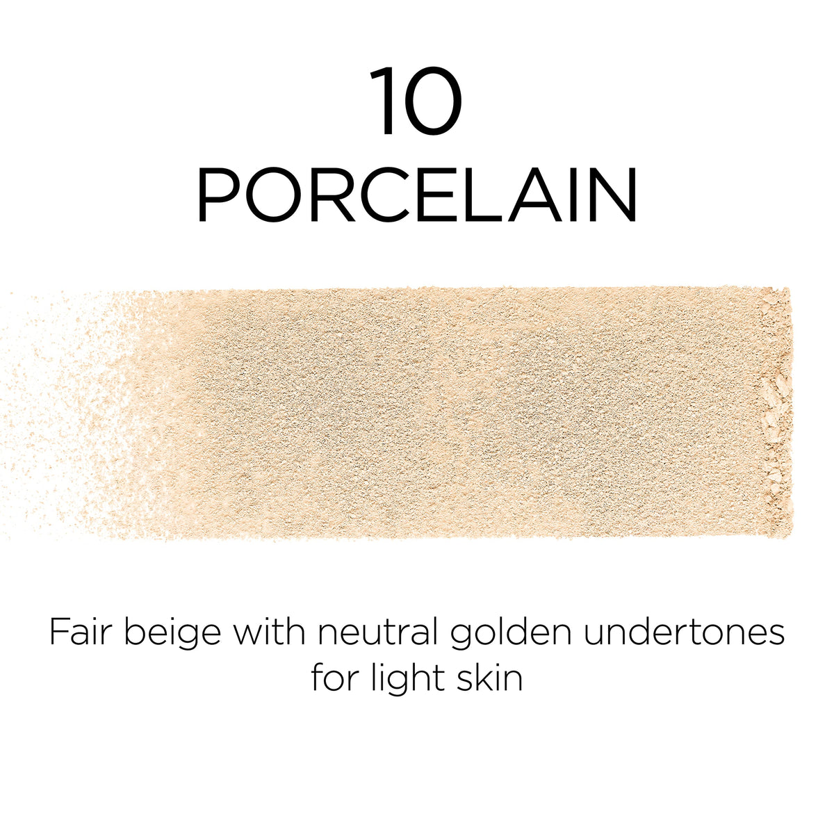 L'Oreal Paris porcelain powder swatch showing coverage and true shade match