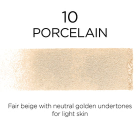 L'Oreal Paris porcelain powder swatch showing coverage and true shade match