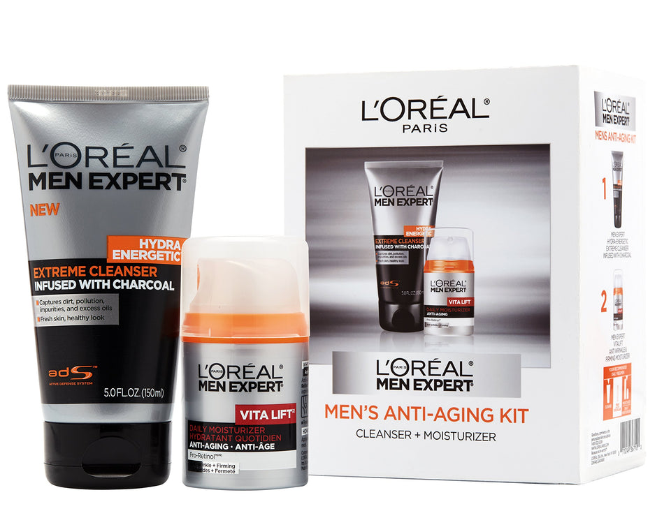 L'Oreal Paris Men Expert front packaging showing both cleanser and moisturizer, ideal for gifting