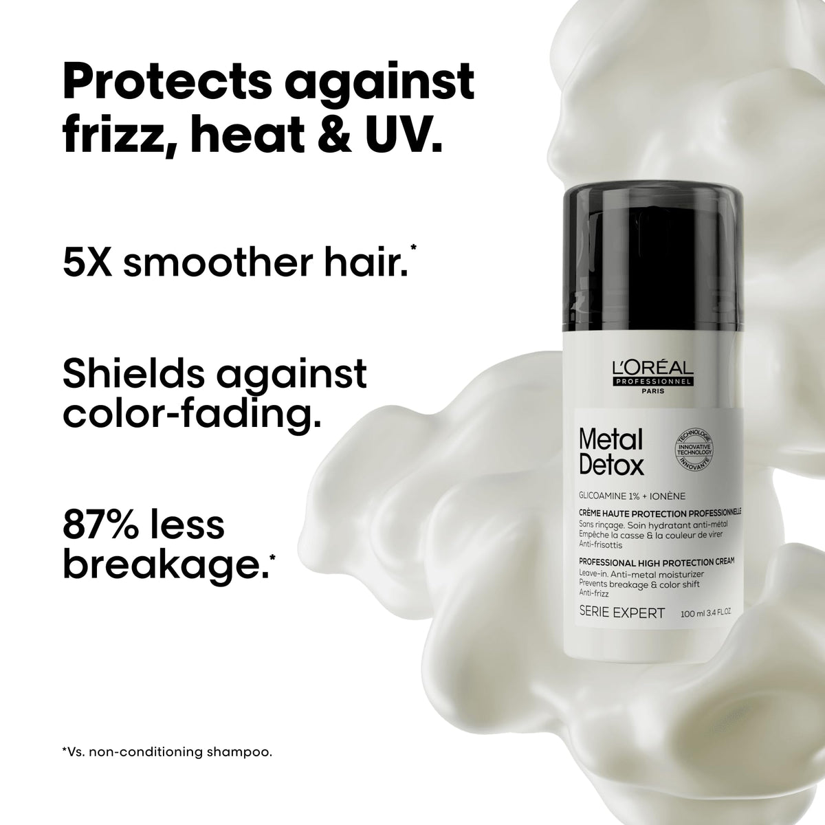 L'Oréal Professionnel cream texture close-up indicating lightweight hydration