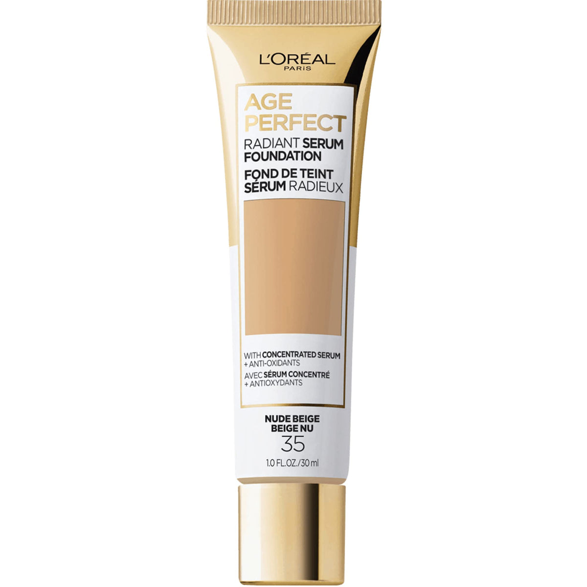 L'Oreal Paris front packaging showing Nude Beige and benefits