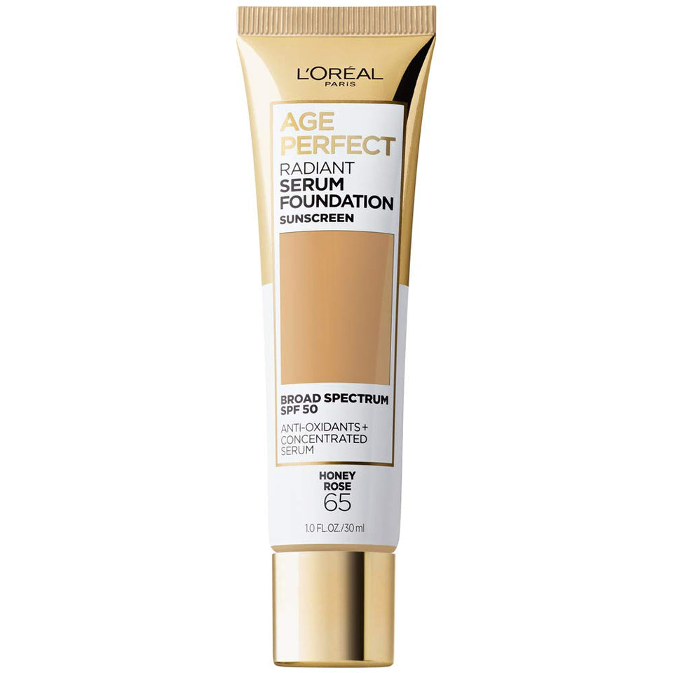 L'Oreal Paris foundation front packaging displaying Honey Rose shade benefits