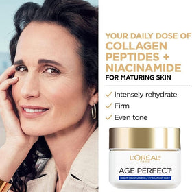 L'Oreal Paris creamy texture in jar demonstrating rich overnight hydration