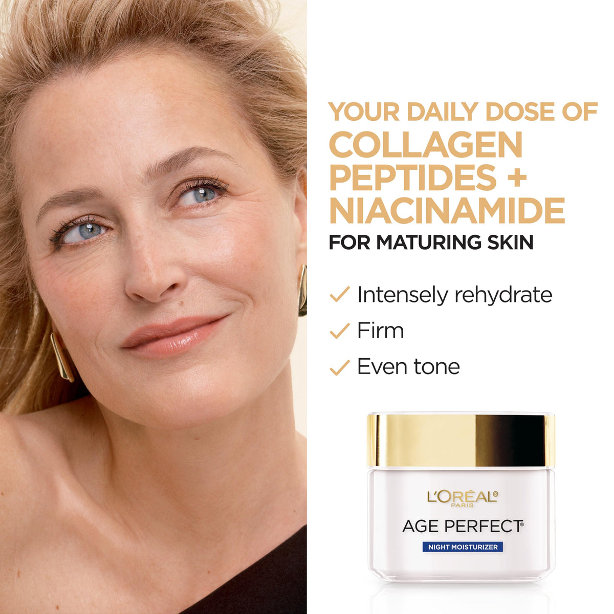 L'Oreal Paris open jar texture of cream showing lightweight, hydrating formula for overnight use
