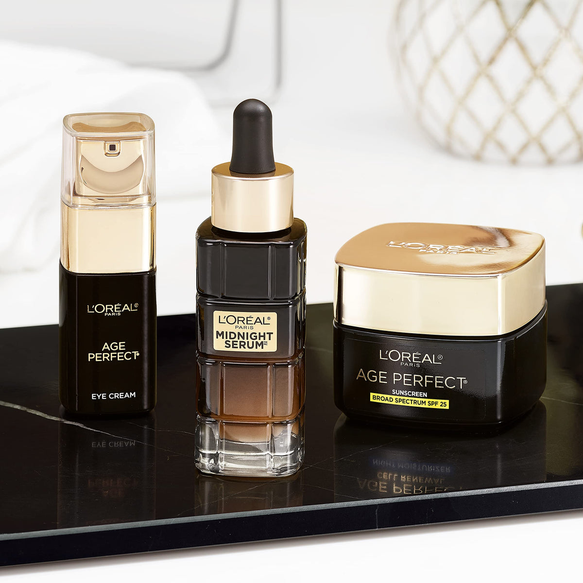 L'Oreal Paris recycled glass packaging emphasizing sustainability and quality
