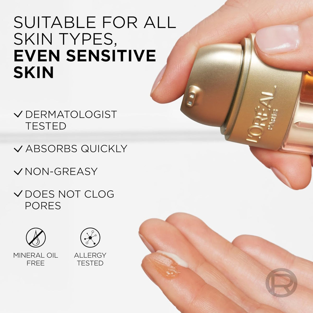 L'Oreal Paris illustrative before and after comparison showing smoother, brighter skin