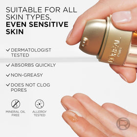 L'Oreal Paris illustrative before and after comparison showing smoother, brighter skin