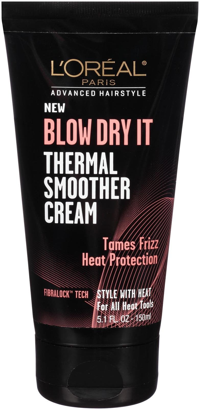 L'Oreal Paris front packaging showing tube and benefit of faster, smoother blow-dry