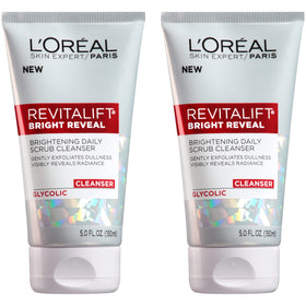 L'Oreal Paris front packaging of Bright Reveal cleanser shows product and benefits