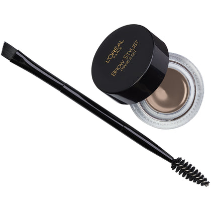 L'Oreal Paris front packaging showing shade light brunette and included brush for quick styling