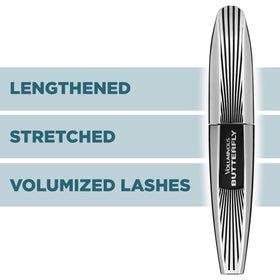 L'Oreal Paris close-up of wing tip brush demonstrating precise reach to outer corner lashes for lift