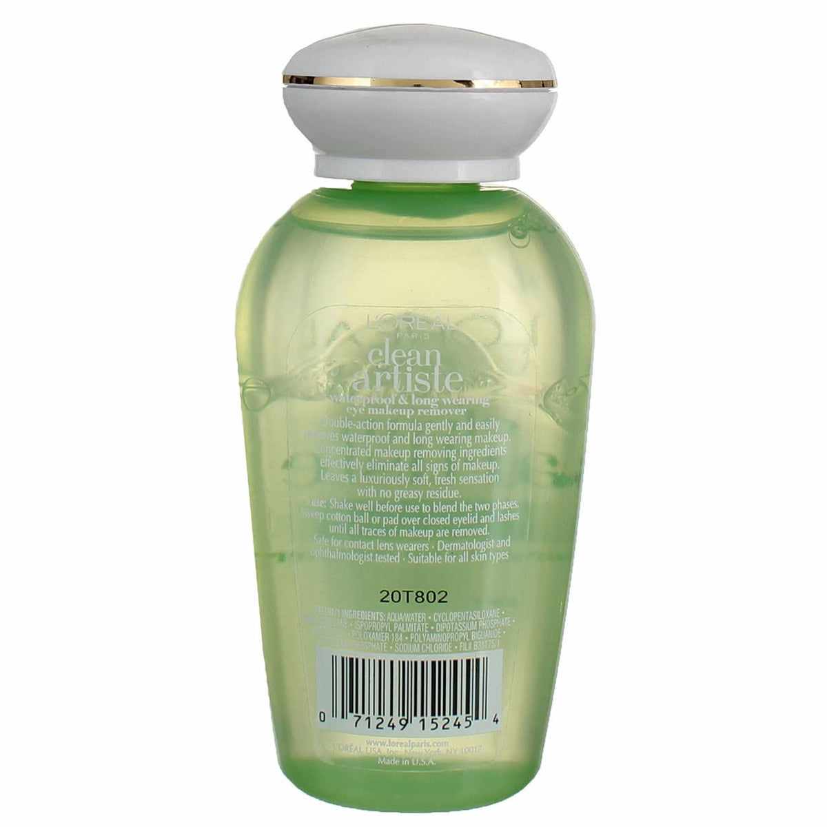 L'Oreal Paris remover applied with cotton pad removing waterproof mascara cleanly