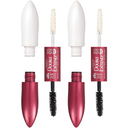 L'Oreal Paris front packaging showing dual-step mascara for longer lashes