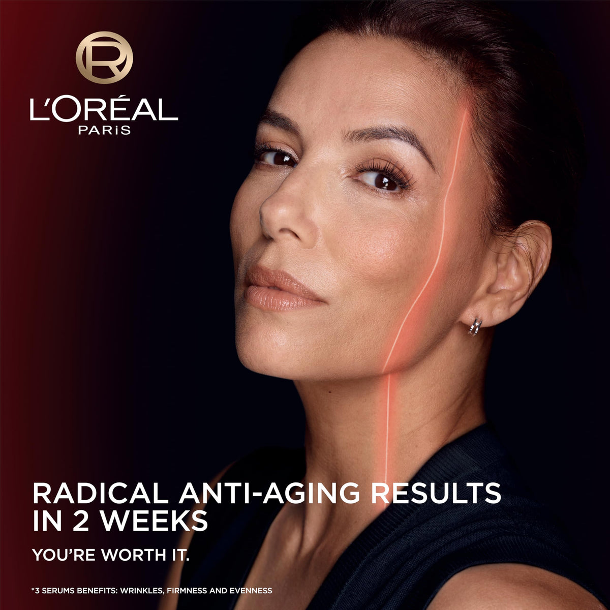 L'Oreal Paris dropper dispensing a drop to show controlled application and precise dosing