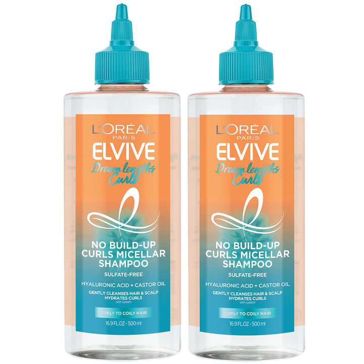 L'Oreal Paris front packaging showing two 33.8 fl oz bottles, clear labeling benefit