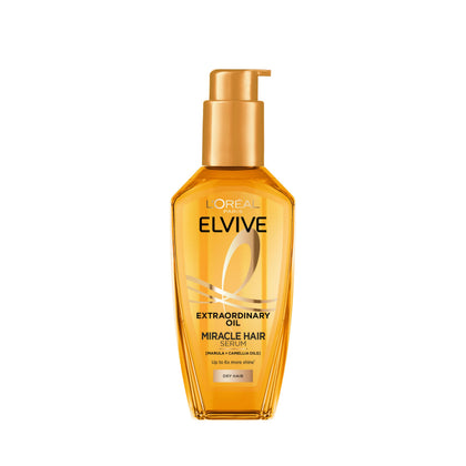 L'Oréal Paris bottle front view showing label and sleek packaging benefit: clear product identity